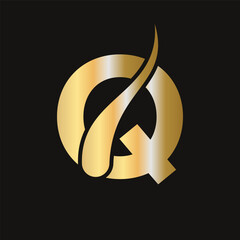 Letter Q Hair Treatment Logo, Hair Treatment Logo Design