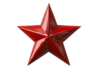 Obraz premium A glossy red star with sharp edges and a three-dimensional appearance on transparent background.