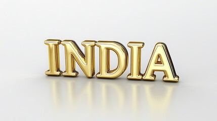 Independence day of "India" 3d golden text isolated on white background.