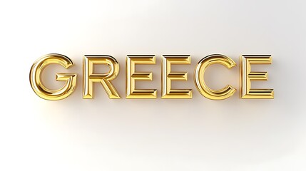 3D golden text Greece isolated on white background.