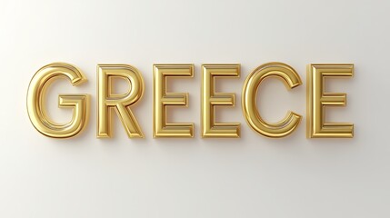 3D golden text Greece isolated on white background.