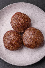 Beef burger patties with salt, spices and herbs