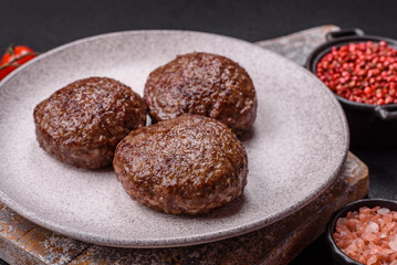 Beef burger patties with salt, spices and herbs