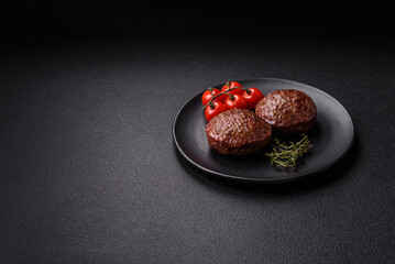 Beef burger patties with salt, spices and herbs