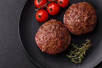 Beef burger patties with salt, spices and herbs
