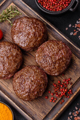 Beef burger patties with salt, spices and herbs