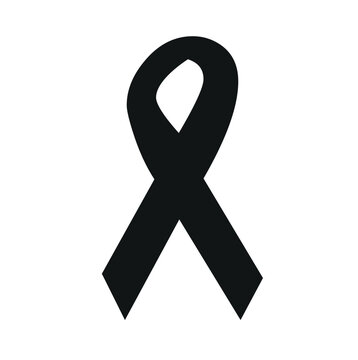 recommend clip art: Silhouette black cancer ribbon or badge icon. Sign of cancer awareness vector.
