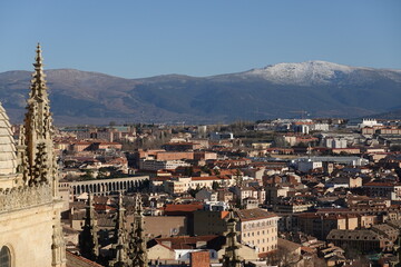 Segovia under the snow mountains