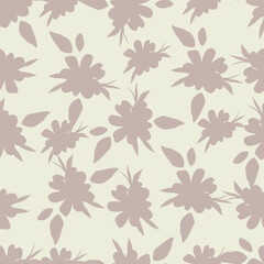 Seamless floral pattern, liberty ditsy print of mini pretty bouquets. Cute botanical design: small hand drawn flowers, tiny leaves in an abstract composition on a light background