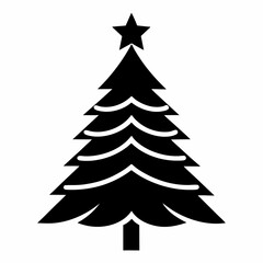 Christmas Tree icon black silhouette vector illustration white background