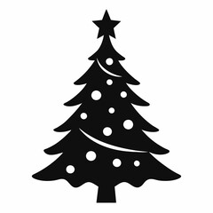 Christmas Tree icon black silhouette vector illustration white background