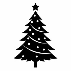 Christmas Tree icon black silhouette vector illustration white background
