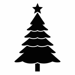 Christmas Tree icon black silhouette vector illustration white background
