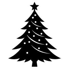 Christmas Tree icon black silhouette vector illustration white background