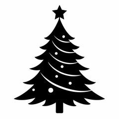 Christmas Tree icon black silhouette vector illustration white background