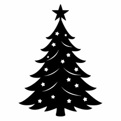 Christmas Tree icon black silhouette vector illustration white background