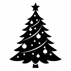 Christmas Tree icon black silhouette vector illustration white background