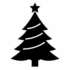 Christmas Tree icon black silhouette vector illustration white background