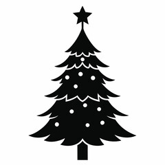 Christmas Tree icon black silhouette vector illustration white background