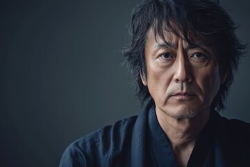 Fototapeta premium 静かな表情でカメラを見つめる男性のポートレート