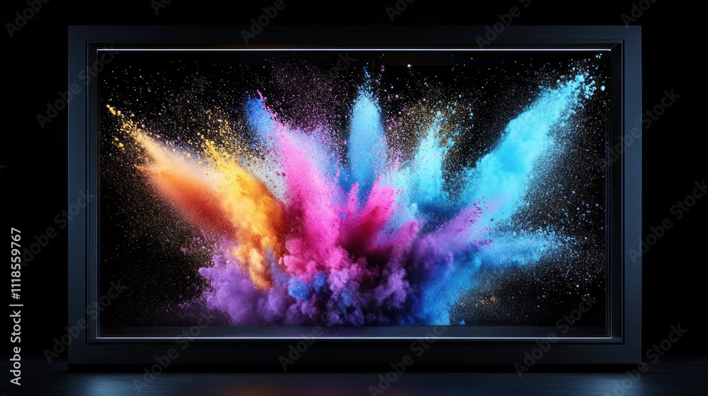 Poster A striking display of bright colors bursts forth dramatically against a dark background, creating an immersive sensory experience