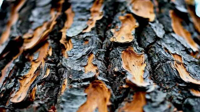a tree with black bark