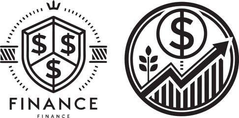 Simple black and white finance logo