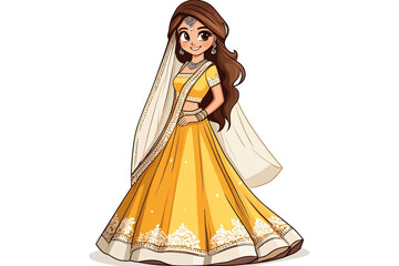 a cartoon of a woman in a yellow dress