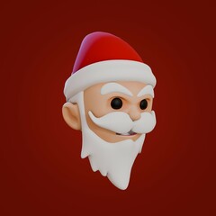 Cheerful 3d model of Santa Claus, happy christmas icon