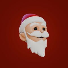 Cheerful 3d model of Santa Claus, happy christmas icon