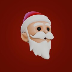 Cheerful 3d model of Santa Claus, happy christmas icon