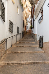 Typical street in Setenil de las Bodegas, Cadiz, Andalucia, Spain.