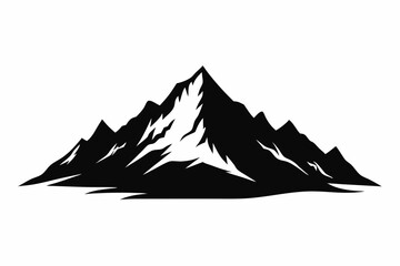 Mountain icon black silhouette vector illustration white background
