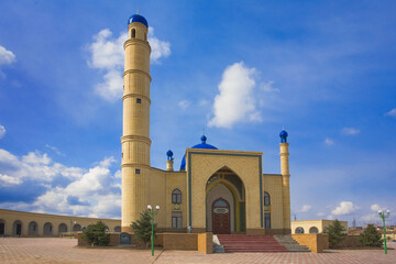 Beautiful Muslim mosque in blue skies and grass