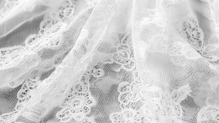 Soft white lace fabric texture.