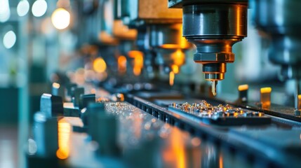 Metal processing utilizing a milling machine is creating innovative components in a factory setting, showcasing advanced technology and precision in industrial manufacturing