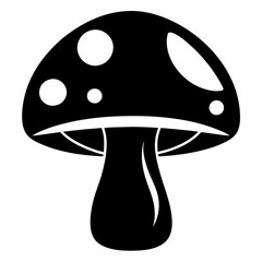 Mushroom icon black silhouette vector illustration white background
