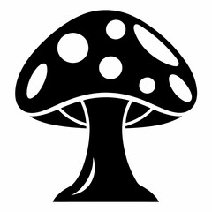 Mushroom icon black silhouette vector illustration white background