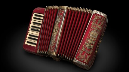 Music event featuring vintage accordion studio setting artistic photography dark background close-up view musical heritage