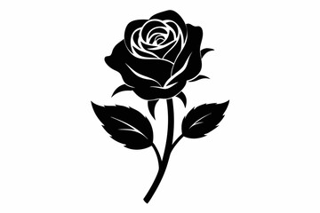 Rose Flower icon black silhouette vector illustration white background