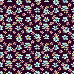 Amazing seamless floral pattern with bright colorful small flowers.