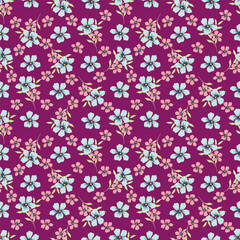 Amazing seamless floral pattern with bright colorful small flowers.