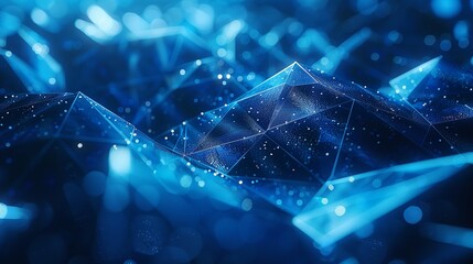 Blue geometric shape abstract technology background. Generative AI.