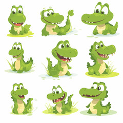 Fototapeta premium Adorable Crocodile Cartoon Character in Various Sizes for Children's Designs