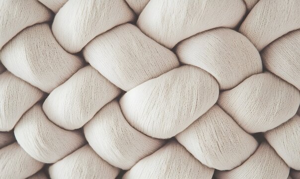 Close-up of a creamy white braided textile texture.