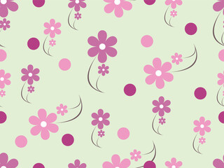 seamless pattern with pink flowers