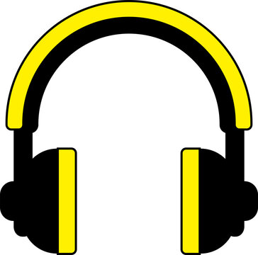 recommend clip art: Yellow headset vector illustration isolated background, headphones flat icon, audio electronic gadget, wireless headphone clip art.