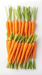 Fresh Baby Carrots with Green Tops Arranged Neatly