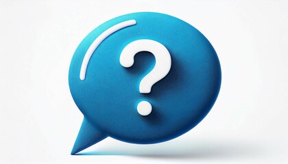 blue round speech bubble with question mark isolated on white background