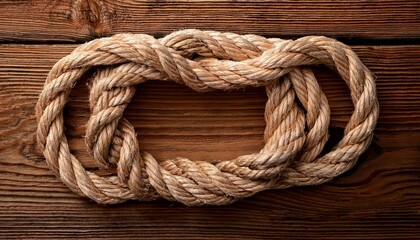 Obraz premium close up of rope frame knot on wooden background
